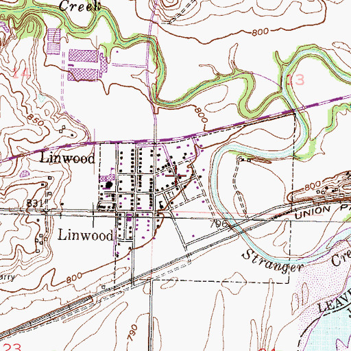 Topographic Map of City of Linwood, KS