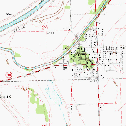 Topographic Map of City of Little Sioux, IA