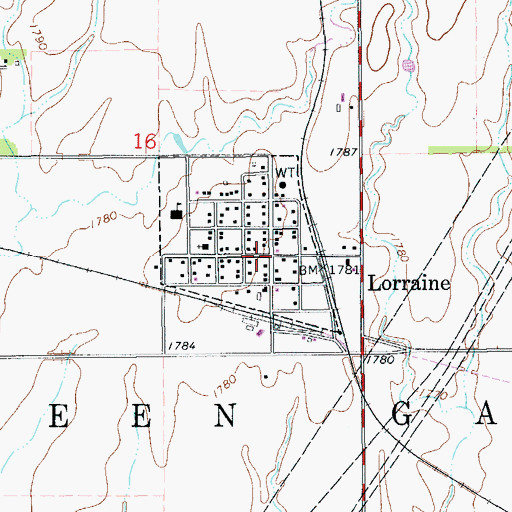 Topographic Map of City of Lorraine, KS
