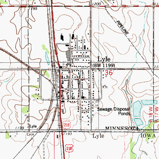 Topographic Map of City of Lyle, MN