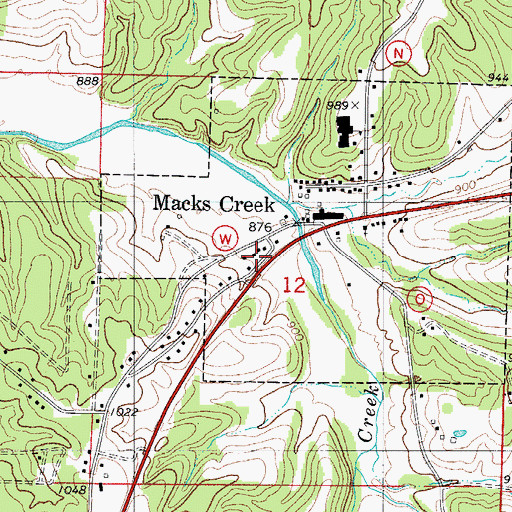 Topographic Map of City of Macks Creek, MO