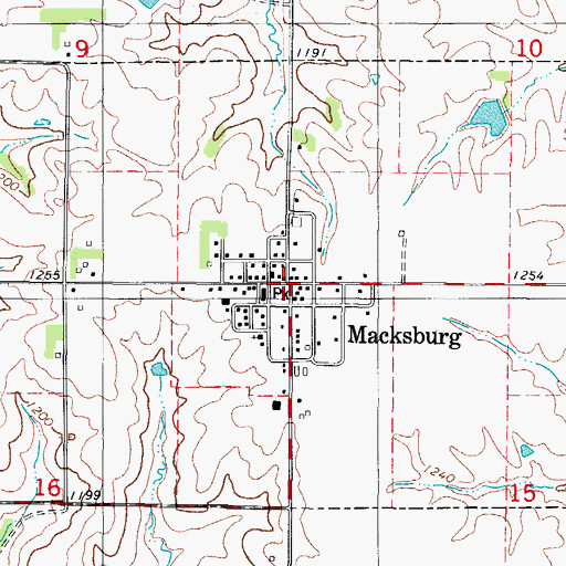Topographic Map of City of Macksburg, IA