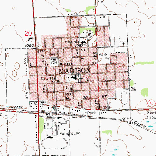 Topographic Map of City of Madison, MN