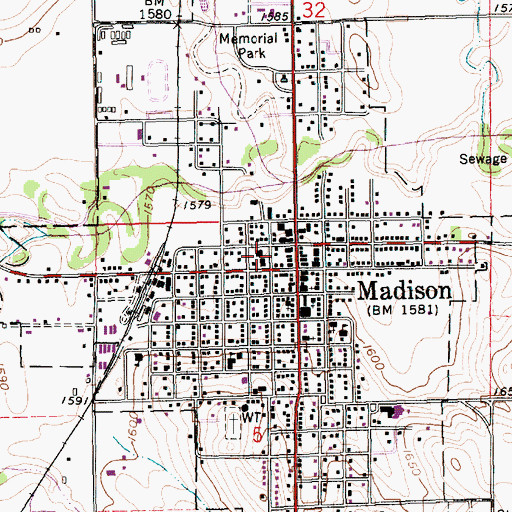 Topographic Map of City of Madison, NE