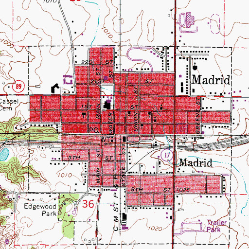 Topographic Map of City of Madrid, IA
