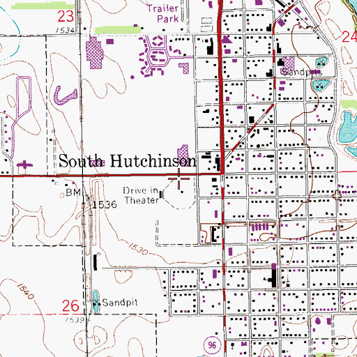 Topographic Map of City of South Hutchinson, KS