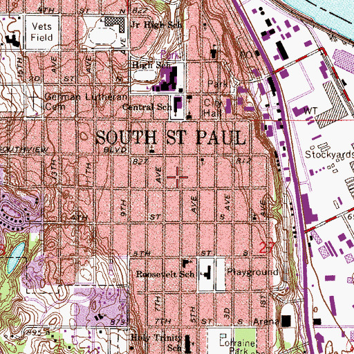 Topographic Map of City of South Saint Paul, MN