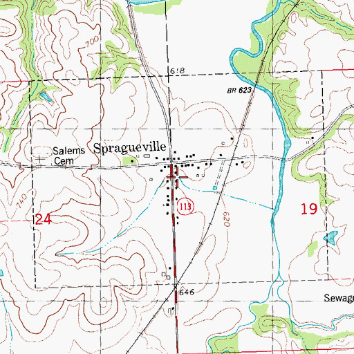 Topographic Map of City of Spragueville, IA
