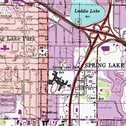 Topographic Map of City of Spring Lake Park, MN
