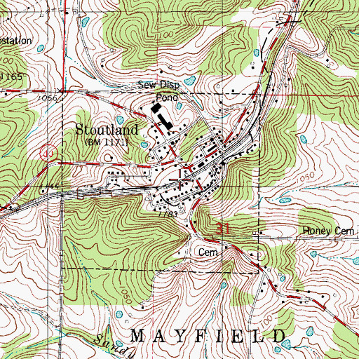 Topographic Map of City of Stoutland, MO