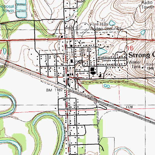 Topographic Map of City of Strong City, KS
