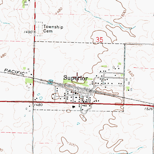 Topographic Map of City of Superior, IA