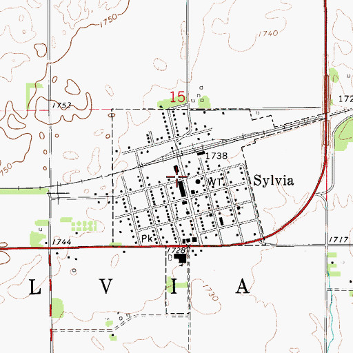 Topographic Map of City of Sylvia, KS