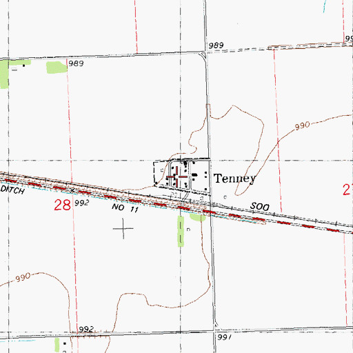 Topographic Map of City of Tenney (historical), MN