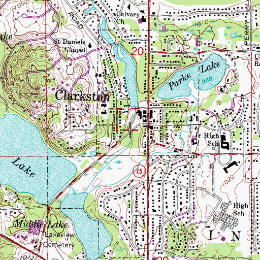 Topographic Map of City of the Village of Clarkston, MI