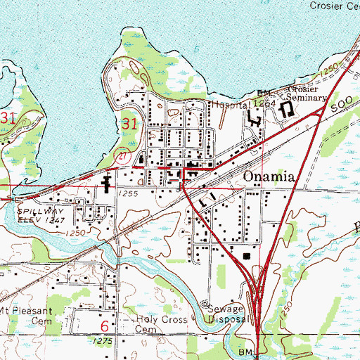 Topographic Map of City of Onamia, MN