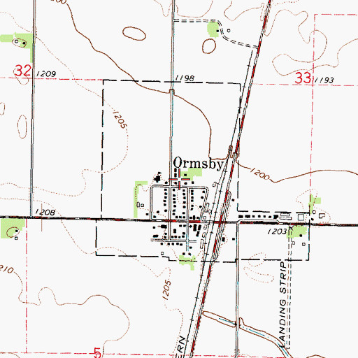Topographic Map of City of Ormsby, MN