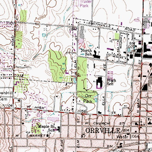 Topographic Map of City of Orrville, OH