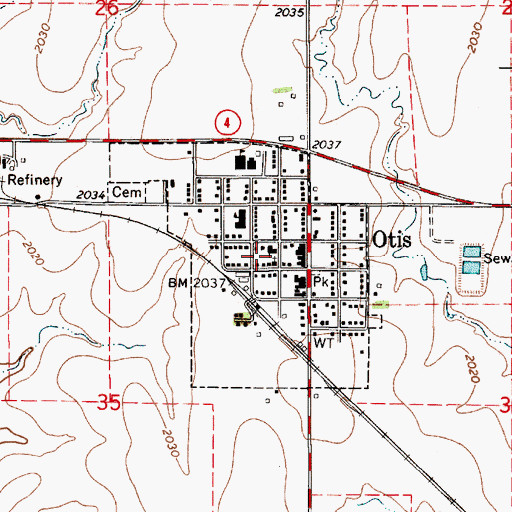 Topographic Map of City of Otis, KS