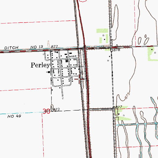 Topographic Map of City of Perley, MN