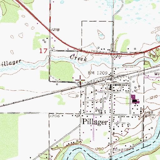 Topographic Map of City of Pillager, MN
