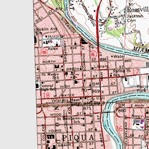 Topographic Map of City of Piqua, OH