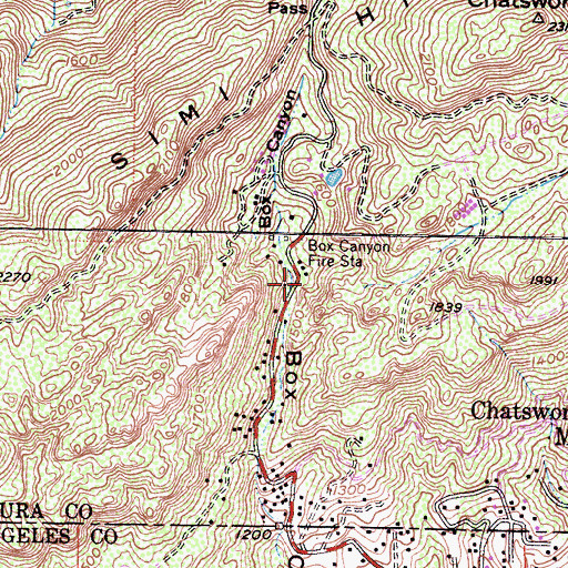 Topographic Map of Box Canyon Fire Station, CA
