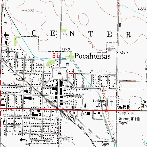 Topographic Map of City of Pocahontas, IA