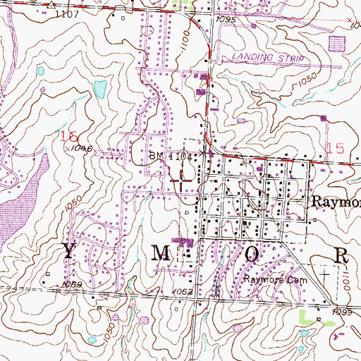 Topographic Map of City of Raymore, MO