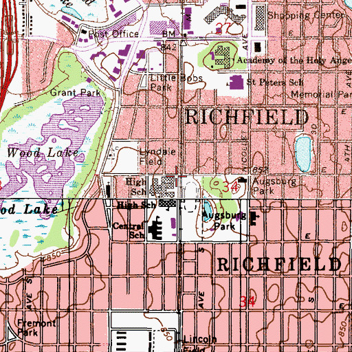 Topographic Map of City of Richfield, MN