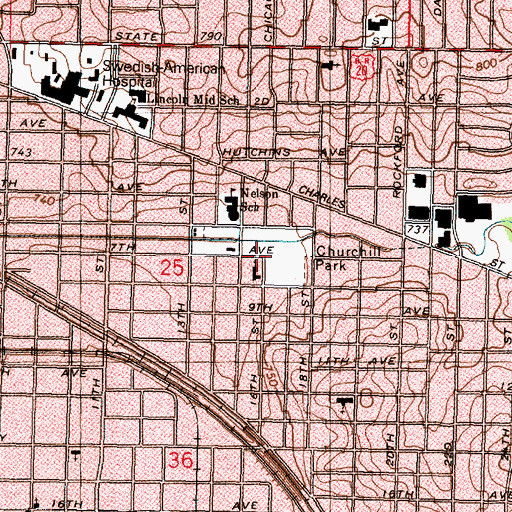 Topographic Map of City of Rockford, IL