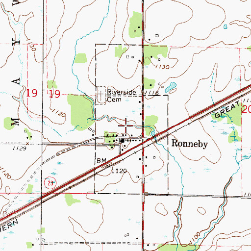Topographic Map of City of Ronneby (historical), MN