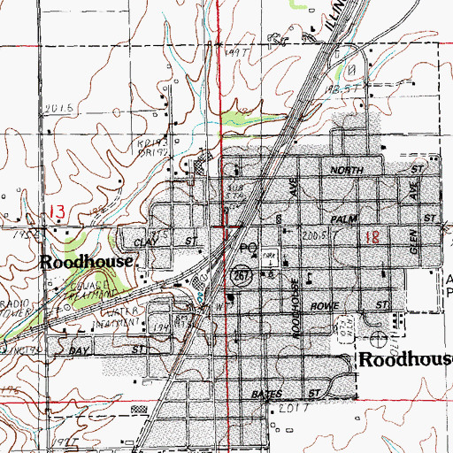 Topographic Map of City of Roodhouse, IL