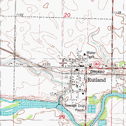 Topographic Map of City of Rutland, IA