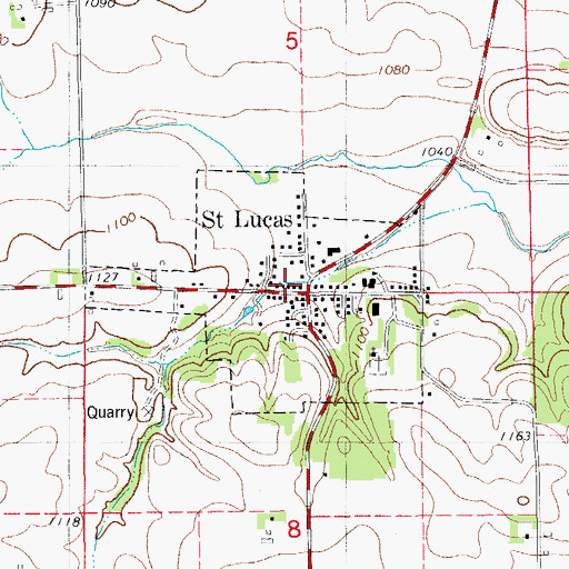 Topographic Map of City of Saint Lucas, IA