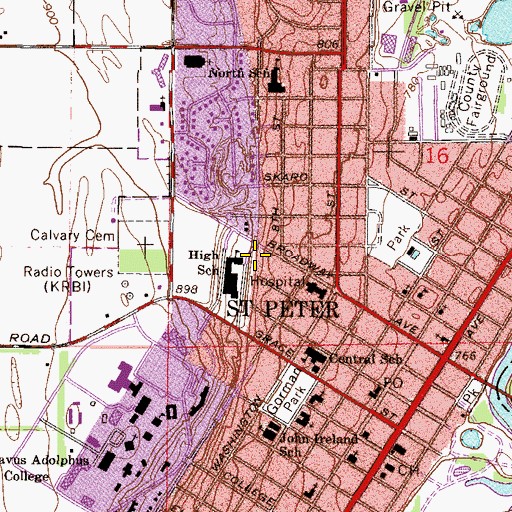 Topographic Map of City of Saint Peter, MN