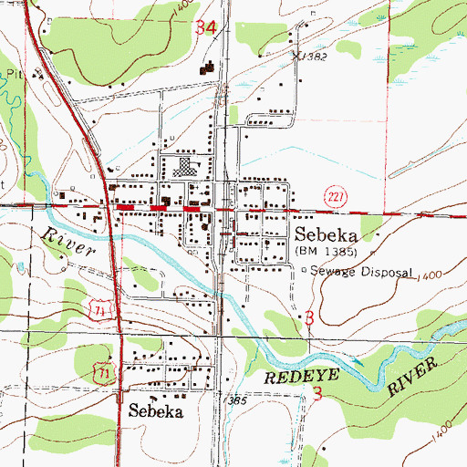 Topographic Map of City of Sebeka, MN