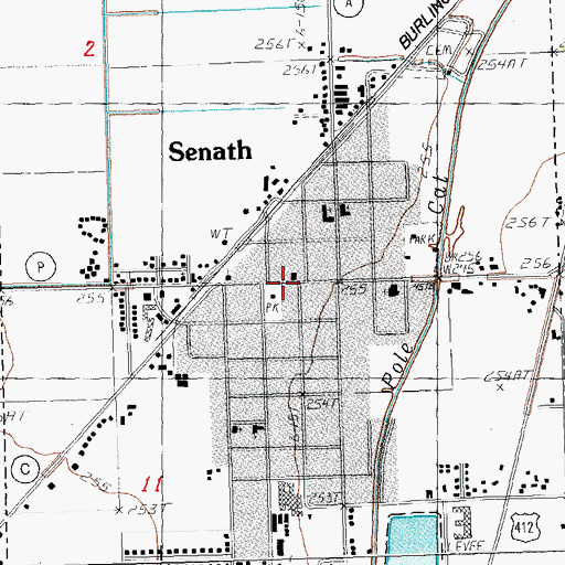 Topographic Map of City of Senath, MO