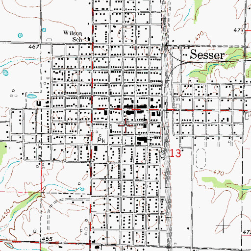 Topographic Map of City of Sesser, IL
