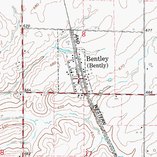 Topographic Map of Town of Bentley, IL