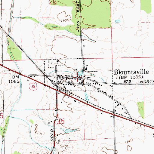 Topographic Map of Town of Blountsville, IN