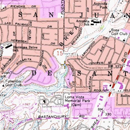 Topographic Map of Brea Canyon, CA