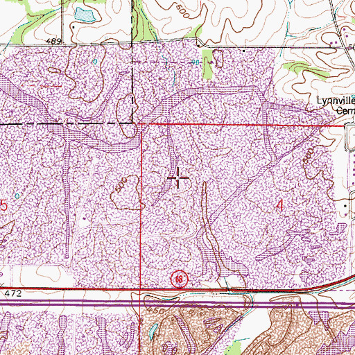 Topographic Map of Town of Lynnville, IN