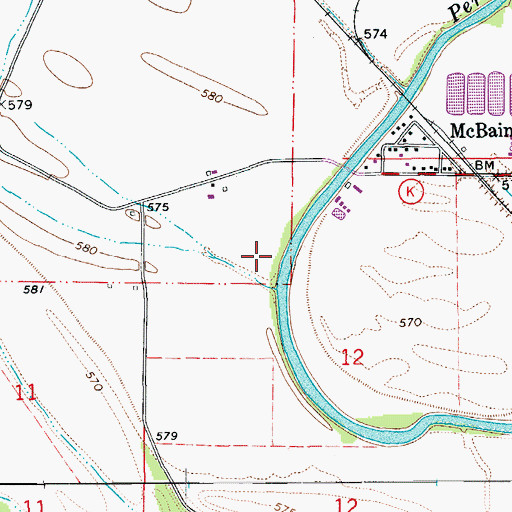 Topographic Map of Town of McBaine, MO