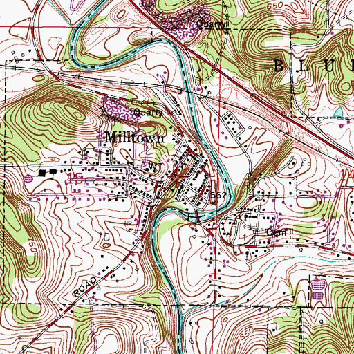 Topographic Map of Town of Milltown, IN