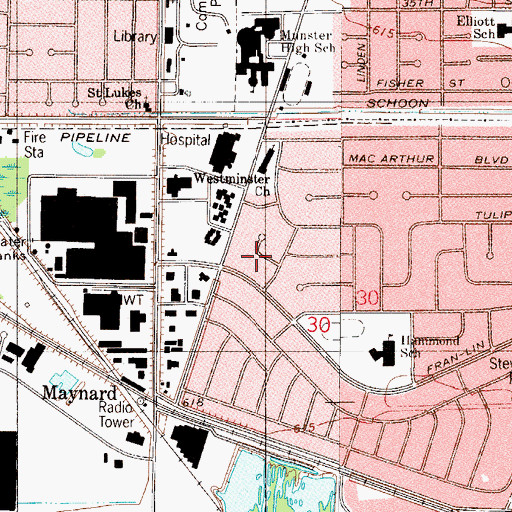 Topographic Map of Town of Munster, IN
