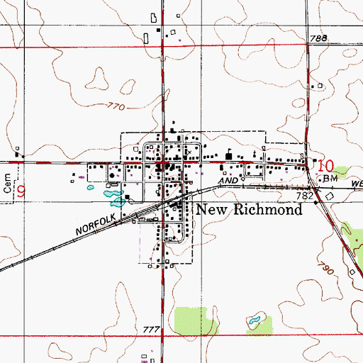 Topographic Map of Town of New Richmond, IN