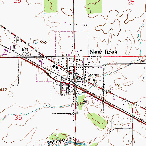 Topographic Map of Town of New Ross, IN