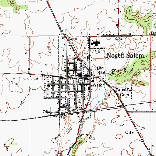 Topographic Map of Town of North Salem, IN