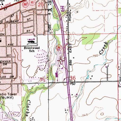 Topographic Map of Town of Plainfield, IN